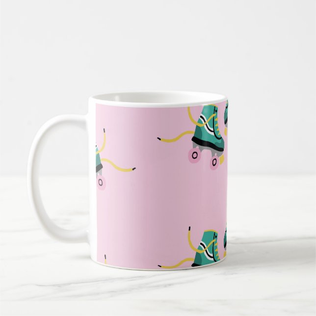 Skate der Retrowalze: rosa Muster. Kaffeetasse (Links)