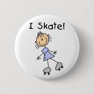 Skate des Strichmännchen-Mädchen-I Button
