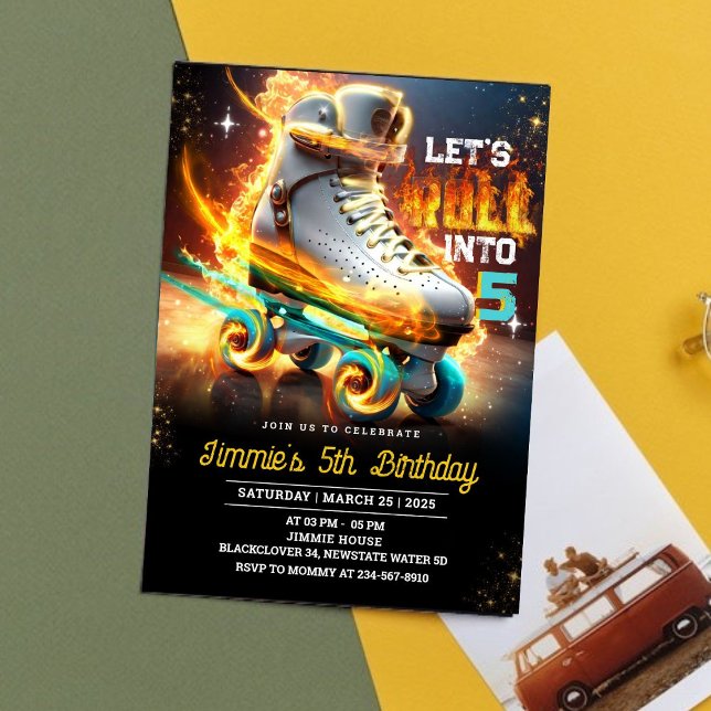 Skate-Feuerwehr-Einladung Einladung (Rolling Skate Fire Birthday Party Invitation)