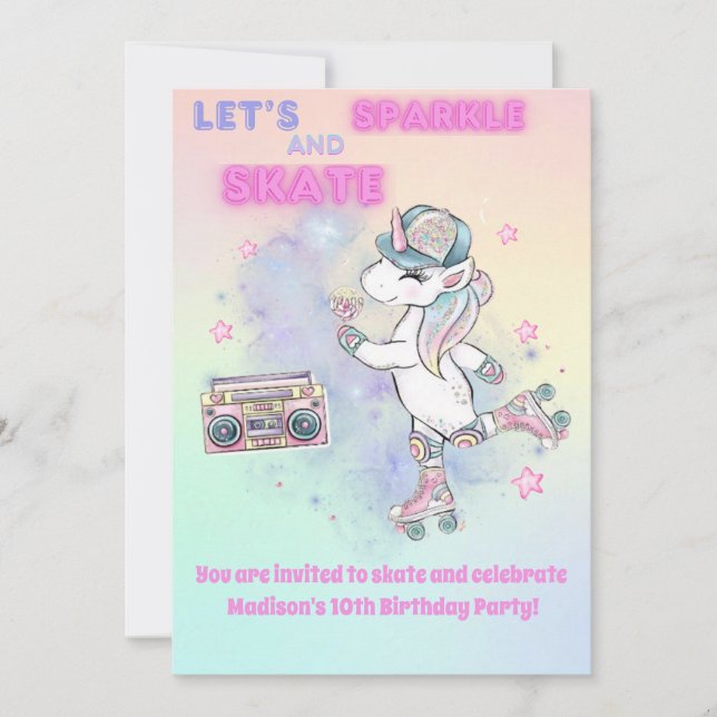 Skate Geburtstagsparty Einladung Front & Back Prin (Vorderseite)