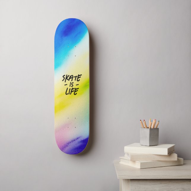 Skate ist das Life Watercolor Spring Skateboard (Wandkunst)