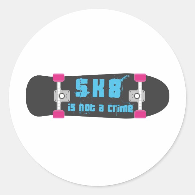 Skate ist kein Verbrechen Runder Aufkleber (Vorderseite)