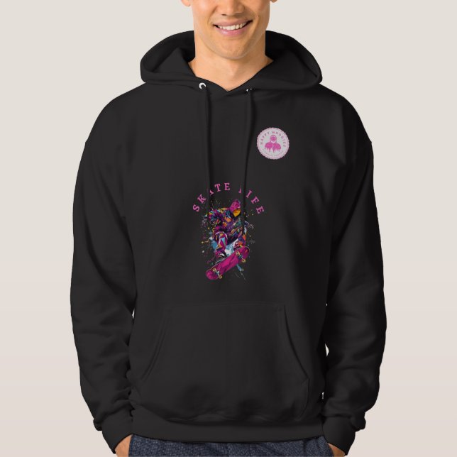 Skate Life Pink Happy Hoodie (Vorderseite)