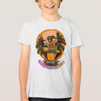 Skate Like a Beast Cooler Schimpanse Skater Design Tri-Blend Shirt