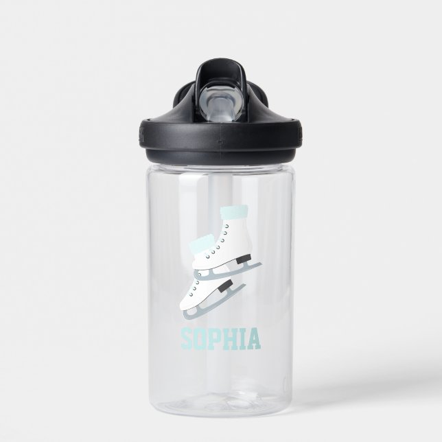 Skate mit blauer Abbildung Personalisiert Trinkflasche (Vorne)