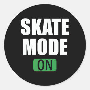 Skate-Modus Lustiger Power-Button Skateboarding Runder Aufkleber