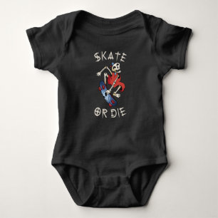 Skate oder die Grim Sensenmann Skeletton Skateboar Baby Strampler