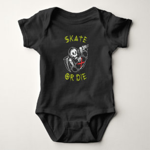Skate oder die Grim Sensenmann Skeletton Skateboar Baby Strampler
