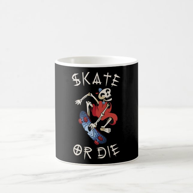 Skate oder die Grim Sensenmann Skeletton Skateboar Kaffeetasse (Mittel)