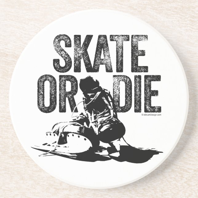 Skate oder Die (Hockey) Getränkeuntersetzer (Vorne)