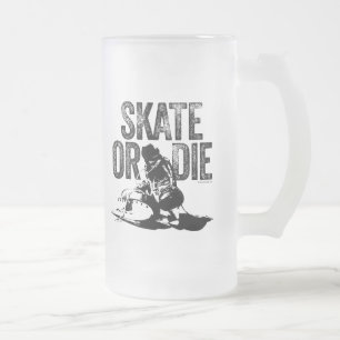 Skate oder Die (Hockey) Mattierte Glass-Bier-Tasse Mattglas Bierglas