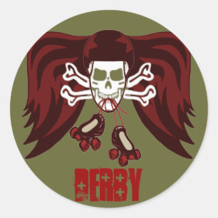 Skate oder die mit Engelsflügeln Runder Aufkleber