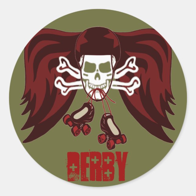 Skate oder die mit Engelsflügeln Runder Aufkleber (Vorderseite)