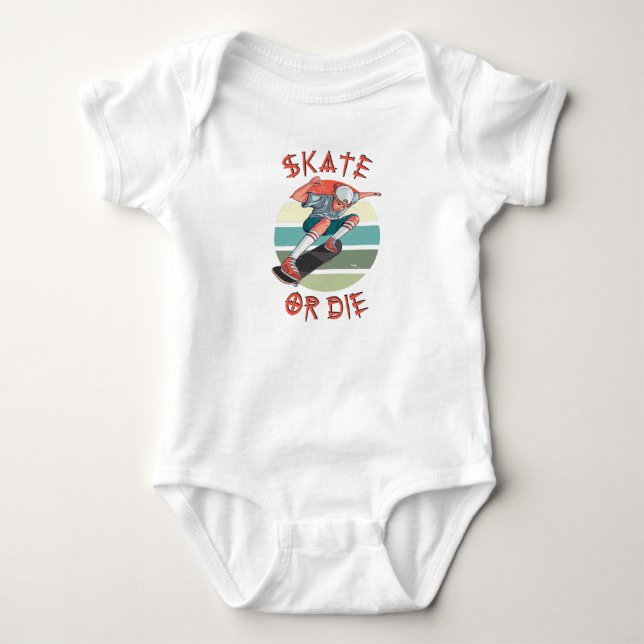 Skate oder die Skateboarder Boy Baby Strampler (Vorderseite)