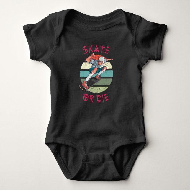 Skate oder die Skateboarder Boy Baby Strampler (Vorderseite)
