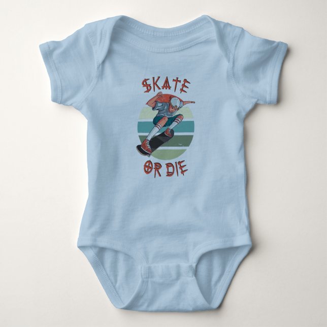 Skate oder die Skateboarder Boy Baby Strampler (Vorderseite)
