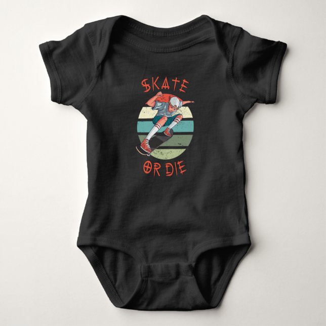 Skate oder die Skateboarder Boy Baby Strampler (Vorderseite)