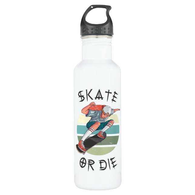 Skate oder die Skateboarder Boy Edelstahlflasche (Vorderseite)