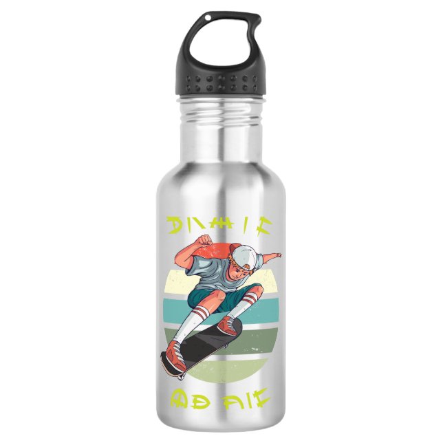 Skate oder die Skateboarder Boy Edelstahlflasche (Vorderseite)