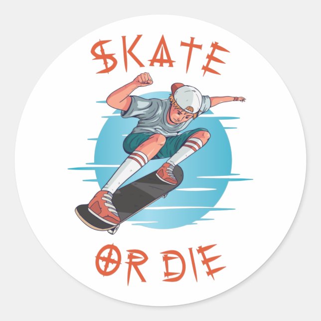 Skate oder die Skateboarder Boy Square Sticker (Vorderseite)