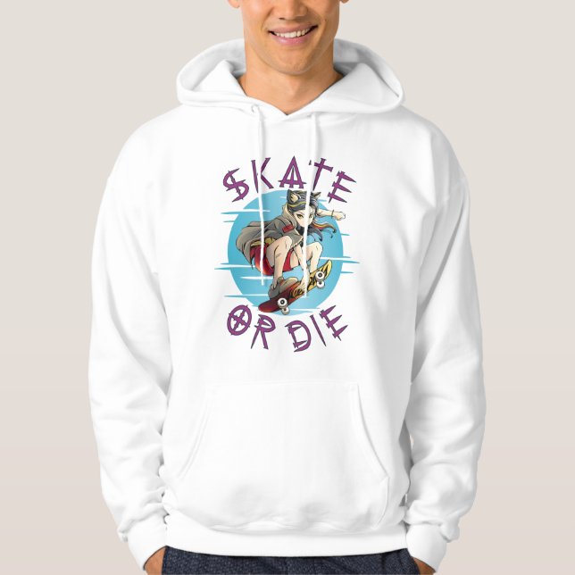 Skate oder die Skateboarder Girl Hoodie (Vorderseite)