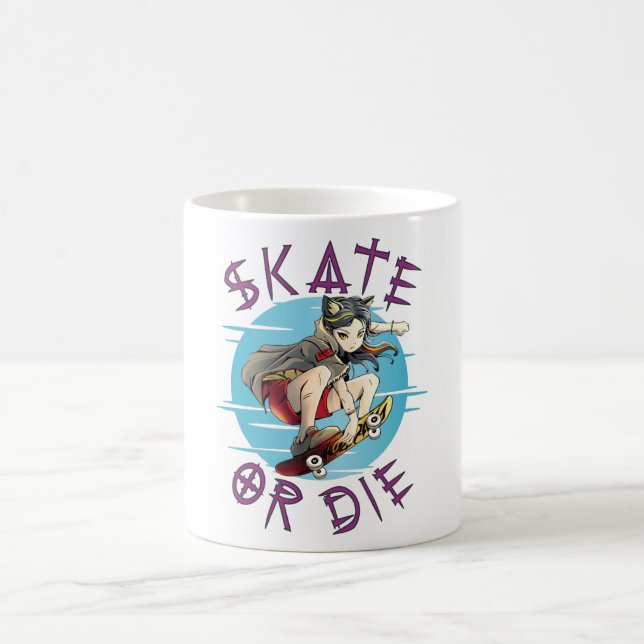 Skate oder die Skateboarder Girl Kaffeetasse (Mittel)