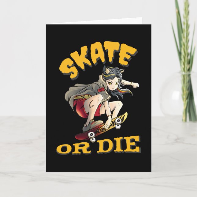Skate oder die Skateboarder Girl Karte (Vorderseite)
