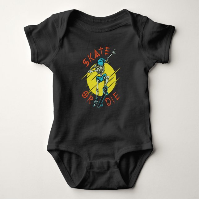 Skate oder die Skeleton-Skateboarder Baby Strampler (Vorderseite)