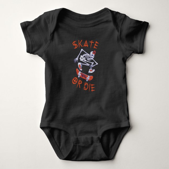 Skate oder die Skeleton-Skateboarder Baby Strampler (Vorderseite)