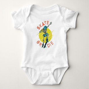 Skate oder die Skeleton-Skateboarder Baby Strampler