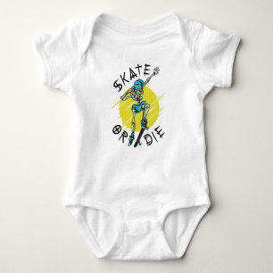 Skate oder die Skeleton-Skateboarder Baby Strampler