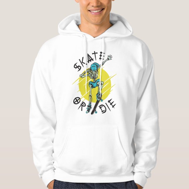 Skate oder die Skeleton-Skateboarder Hoodie (Vorderseite)