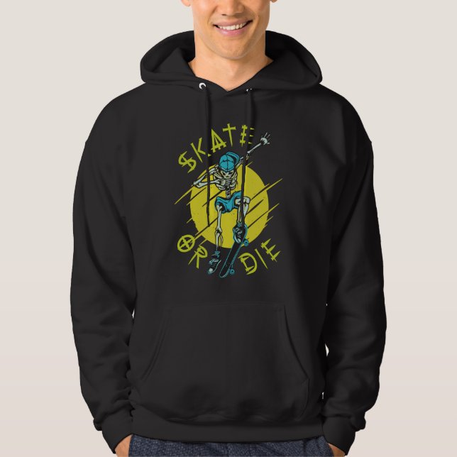 Skate oder die Skeleton-Skateboarder Hoodie (Vorderseite)