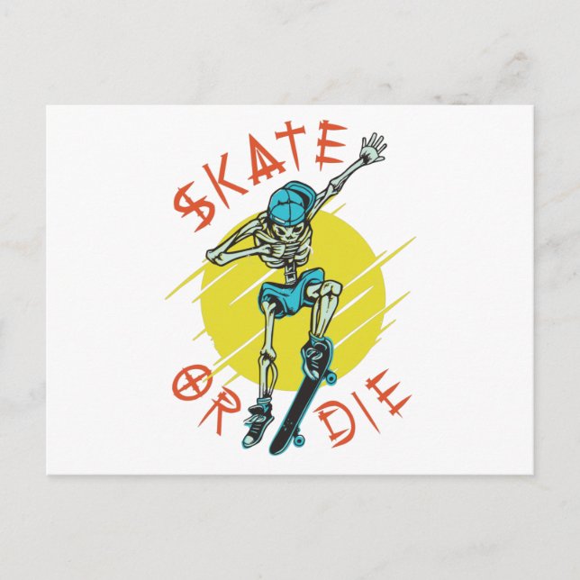 Skate oder die Skeleton-Skateboarder Postkarte (Vorderseite)