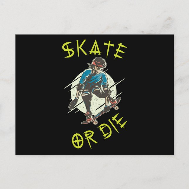 Skate oder die Skeleton-Skateboarder Postkarte (Vorderseite)