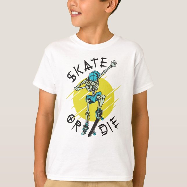 Skate oder die Skeleton-Skateboarder T-Shirt (Vorderseite)