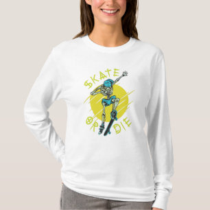 Skate oder die Skeleton-Skateboarder T-Shirt