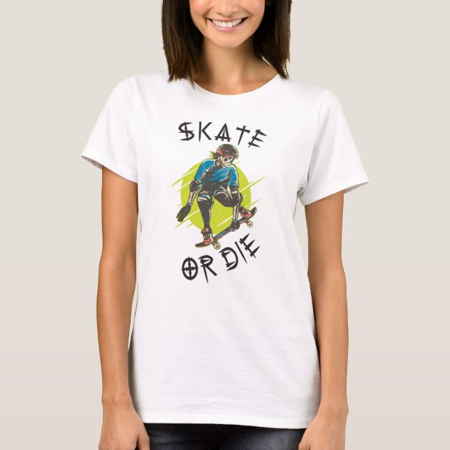 Skate oder die Skeleton-Skateboarder T-Shirt (Vorderseite)