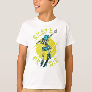 Skate oder die Skeleton-Skateboarder T-Shirt