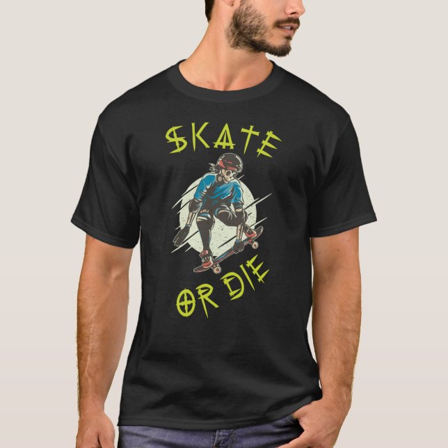 Skate oder die Skeleton-Skateboarder T-Shirt (Vorderseite)