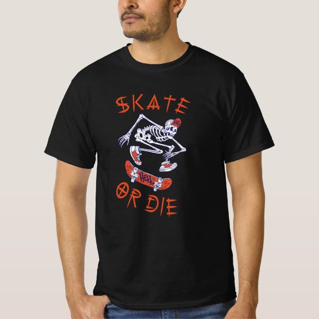 Skate oder die Skeleton-Skateboarder T-Shirt (Vorderseite)