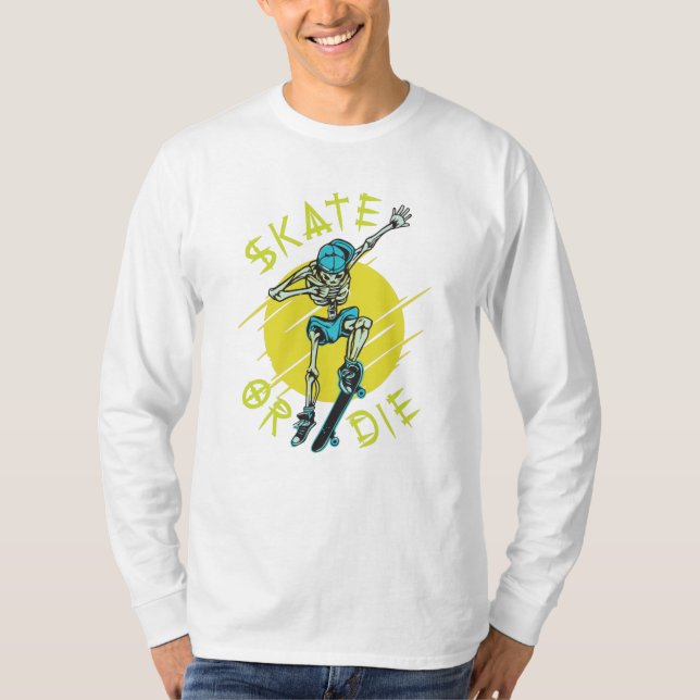 Skate oder die Skeleton-Skateboarder T-Shirt (Vorderseite)