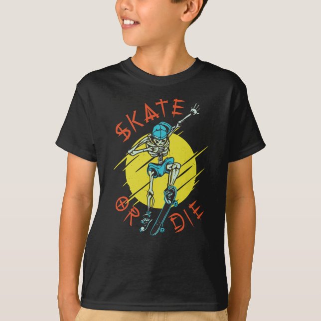 Skate oder die Skeleton-Skateboarder T-Shirt (Vorderseite)