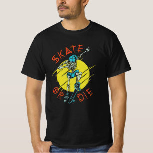 Skate oder die Skeleton-Skateboarder T-Shirt