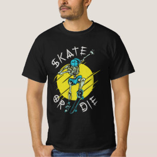 Skate oder die Skeleton-Skateboarder T-Shirt