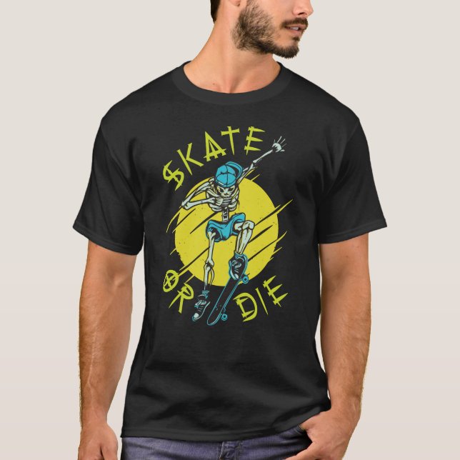 Skate oder die Skeleton-Skateboarder T-Shirt (Vorderseite)