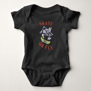 Skate oder Fly Skeleton Skateboarder Baby Strampler