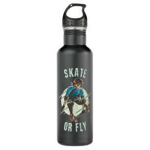 Skate oder Fly Skeleton Skateboarder Edelstahlflasche