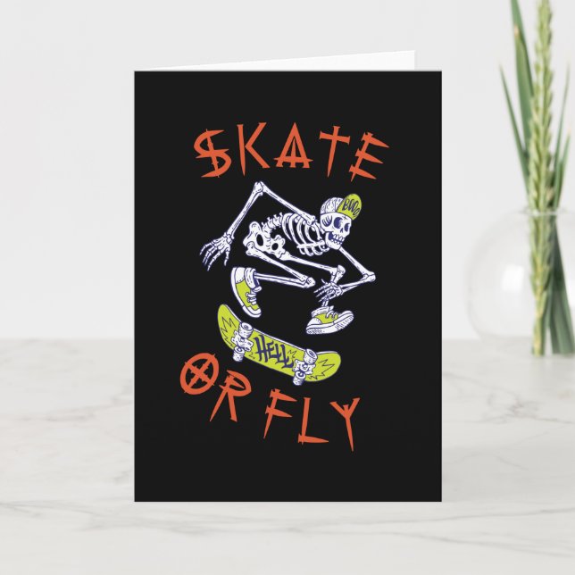 Skate oder Fly Skeleton Skateboarder Karte (Vorderseite)