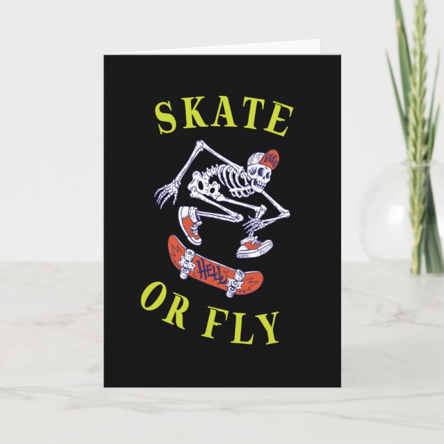 Skate oder Fly Skeleton Skateboarder Karte (Vorderseite)